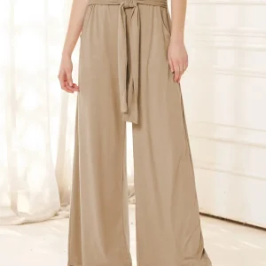 Tied Wide Leg Pants with Pockets