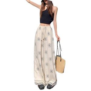 Print Casual Pants Summer New Vacation Style Wide Leg Pants