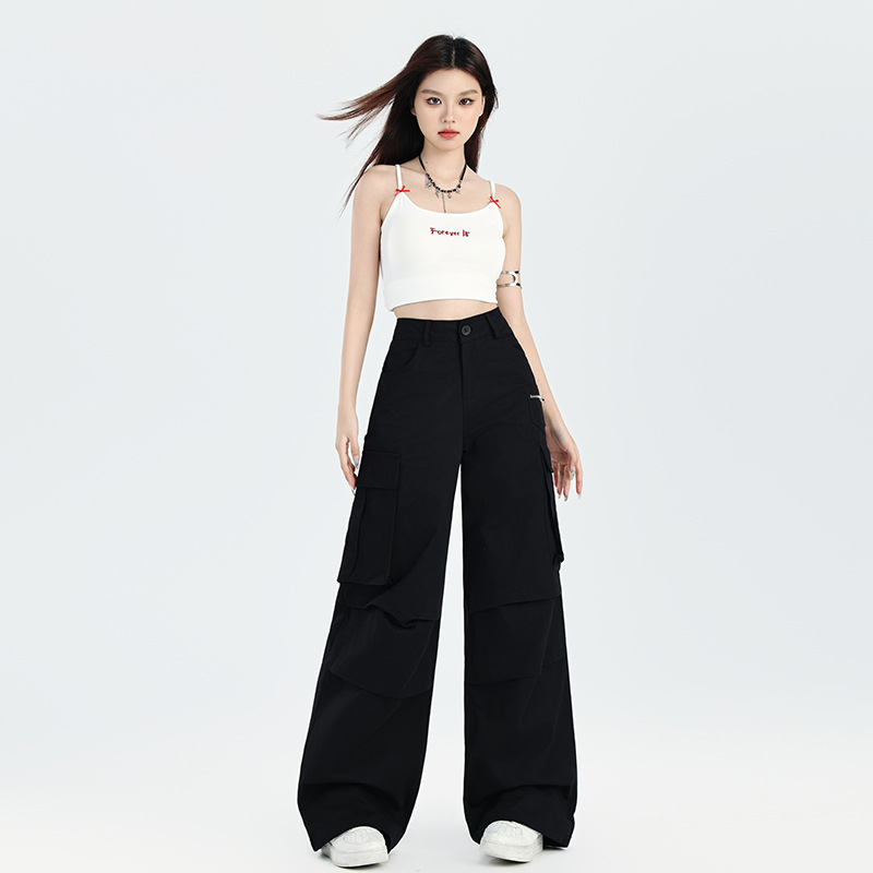 Women's Pants Multi-Pocket Casual Trousers Wide-Leg Work Pants - Image 2