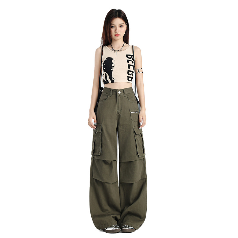 Women's Pants Multi-Pocket Casual Trousers Wide-Leg Work Pants - Image 7