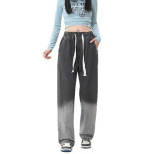 Washed Gradient Color Denim Pants