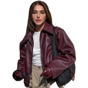leather jacket loose jacket women
