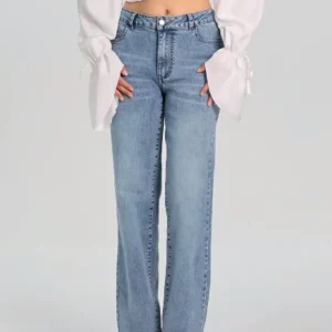 Cowboy pants women's straight leg easy to wear high waisted pants