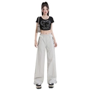 Women's Wide-Leg Cargo Pants Summer Thin Sports Paratrooper Pants