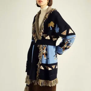 Women Long Sleeve Loose Winter Wool Outerwear Tassel Streetwear Coat