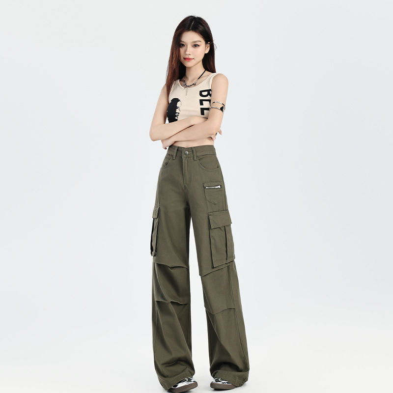 Women's Pants Multi-Pocket Casual Trousers Wide-Leg Work Pants - Image 5