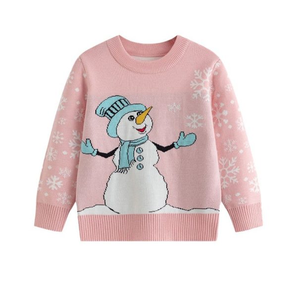 Snowman pattern baby pullover knitted sweater