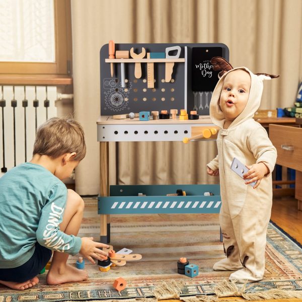 Wooden tool table toy game workbench set