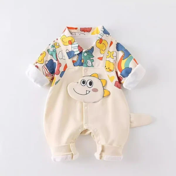 Baby long-sleeved cotton romper with graffiti pattern