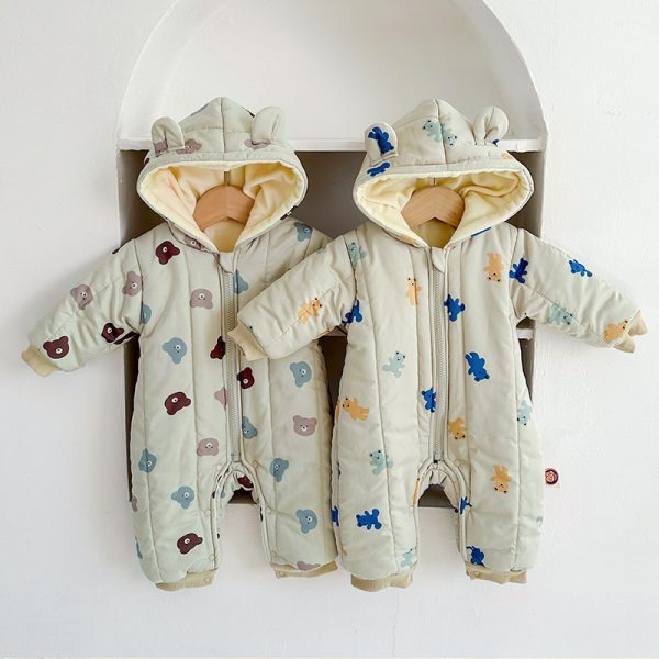 Compressed cotton children's warm jumpsuit