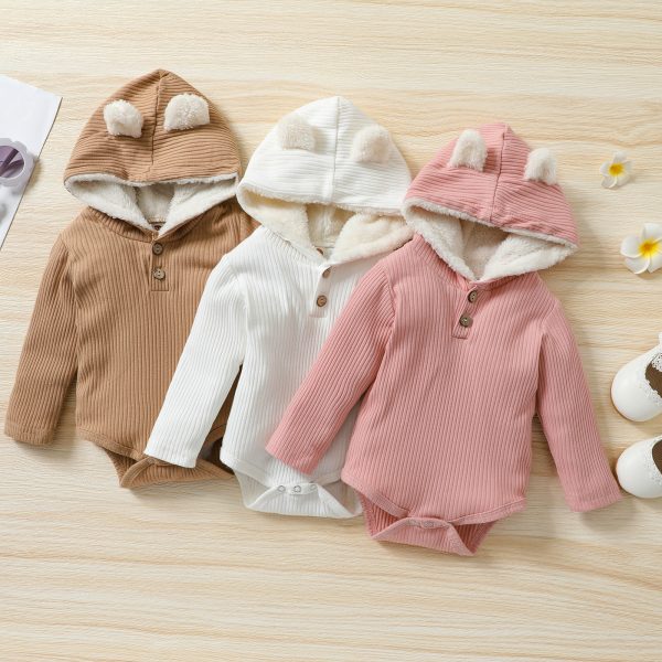 Winter thickened knitted jumpsuit for babies