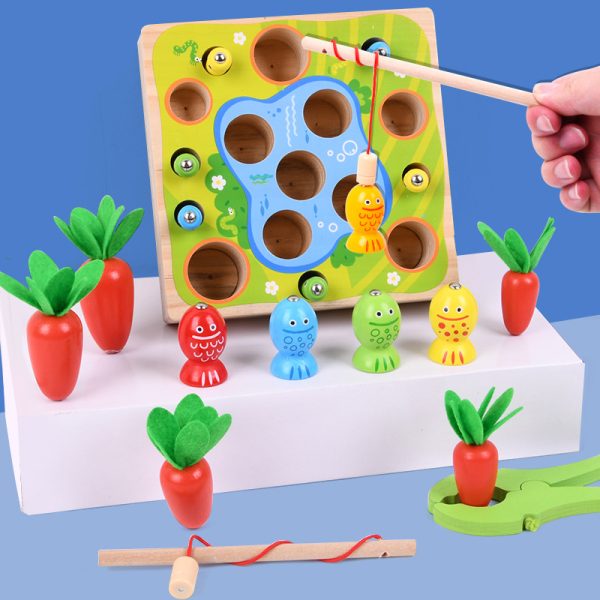 Children's wooden magnetic fishing toy