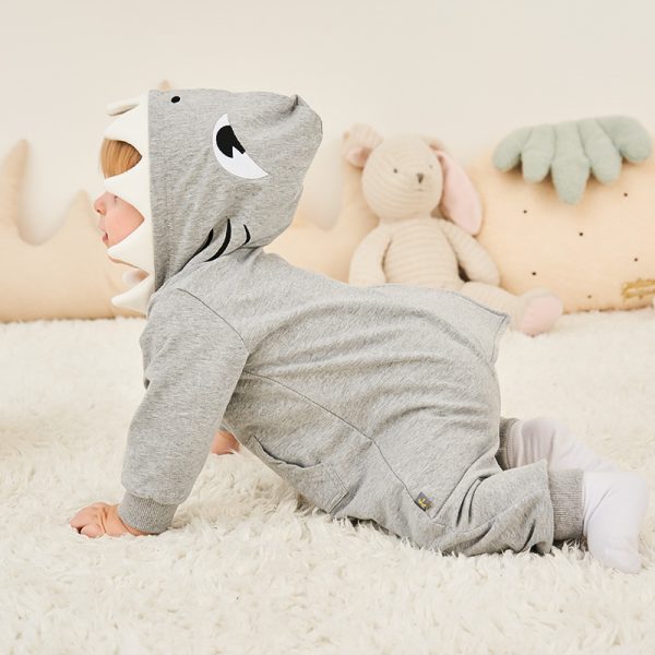 Cartoon shark pattern baby romper