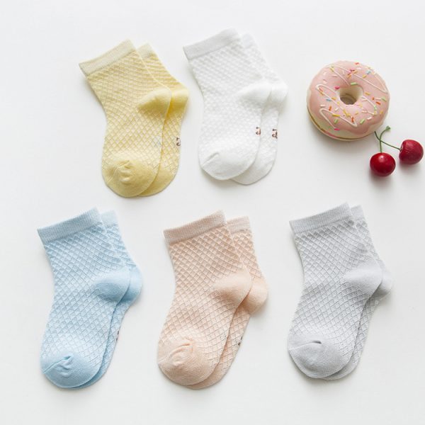 Breathable solid color mesh baby socks